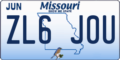 MO license plate ZL6J0U