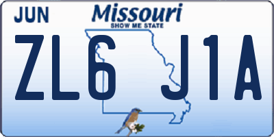 MO license plate ZL6J1A