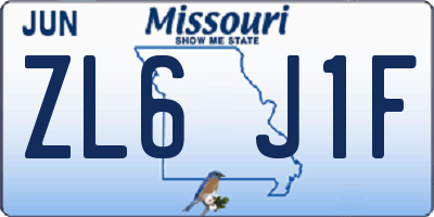 MO license plate ZL6J1F