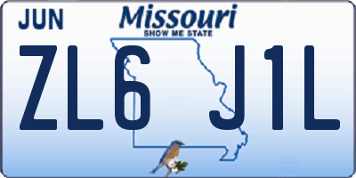 MO license plate ZL6J1L