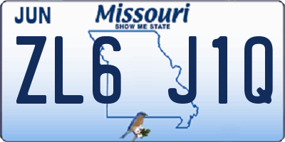 MO license plate ZL6J1Q