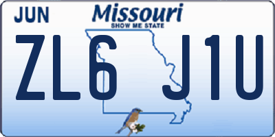 MO license plate ZL6J1U