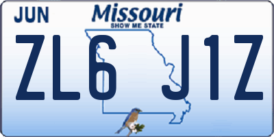 MO license plate ZL6J1Z