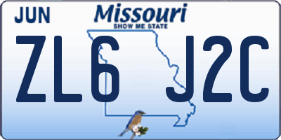 MO license plate ZL6J2C