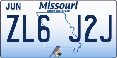 MO license plate ZL6J2J