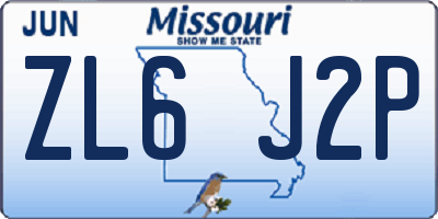 MO license plate ZL6J2P