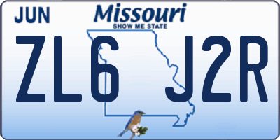 MO license plate ZL6J2R