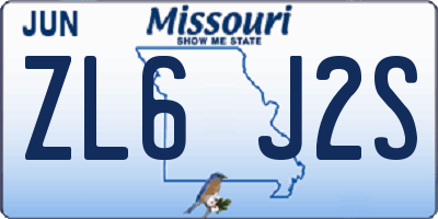 MO license plate ZL6J2S