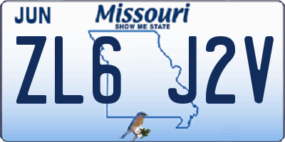 MO license plate ZL6J2V