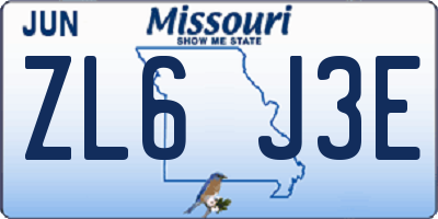 MO license plate ZL6J3E