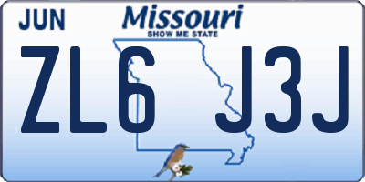 MO license plate ZL6J3J