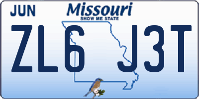 MO license plate ZL6J3T