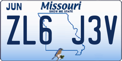 MO license plate ZL6J3V