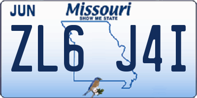 MO license plate ZL6J4I