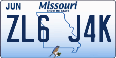 MO license plate ZL6J4K