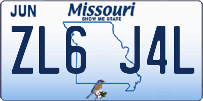 MO license plate ZL6J4L