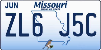 MO license plate ZL6J5C