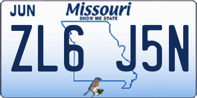 MO license plate ZL6J5N