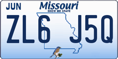MO license plate ZL6J5Q