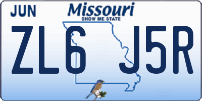 MO license plate ZL6J5R