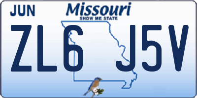MO license plate ZL6J5V