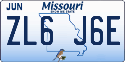 MO license plate ZL6J6E