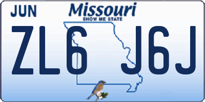 MO license plate ZL6J6J