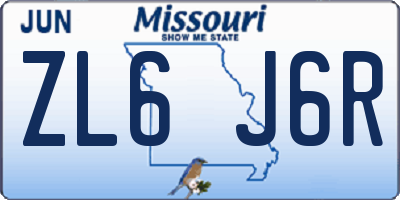MO license plate ZL6J6R