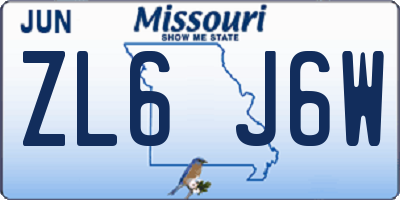 MO license plate ZL6J6W