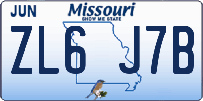MO license plate ZL6J7B