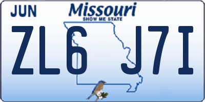 MO license plate ZL6J7I