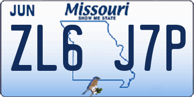 MO license plate ZL6J7P