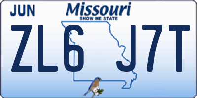 MO license plate ZL6J7T