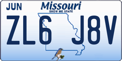 MO license plate ZL6J8V
