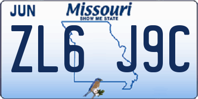 MO license plate ZL6J9C