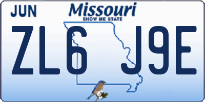 MO license plate ZL6J9E