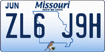 MO license plate ZL6J9H