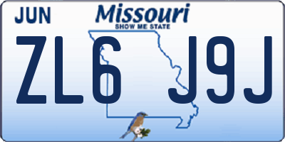 MO license plate ZL6J9J