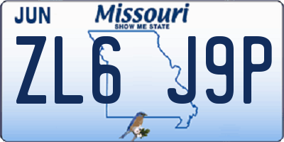 MO license plate ZL6J9P