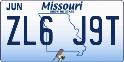MO license plate ZL6J9T