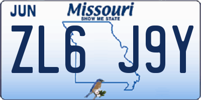 MO license plate ZL6J9Y
