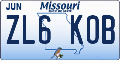 MO license plate ZL6K0B