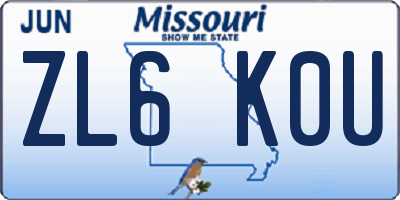 MO license plate ZL6K0U