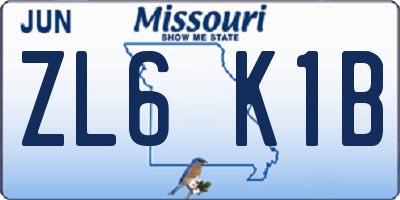 MO license plate ZL6K1B