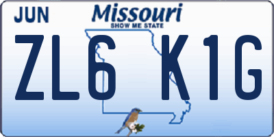 MO license plate ZL6K1G