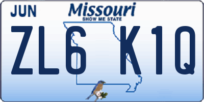 MO license plate ZL6K1Q