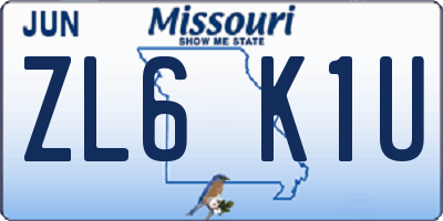 MO license plate ZL6K1U