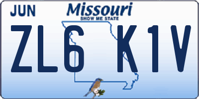 MO license plate ZL6K1V