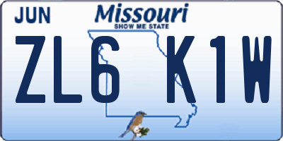 MO license plate ZL6K1W