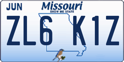 MO license plate ZL6K1Z